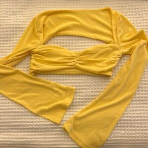 Yellow Women's Long Sleeve Crop Top